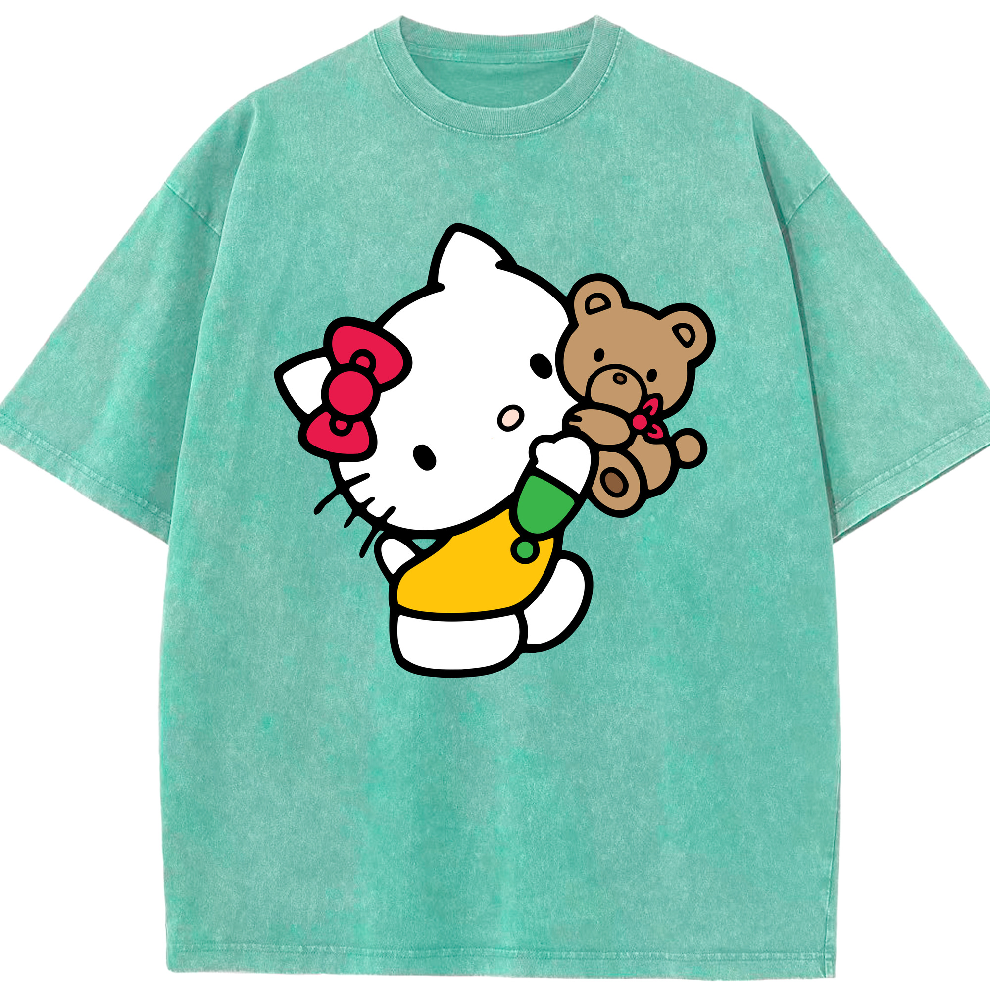 （画像用） Hello Kitty ハローキティ 綿100% ヴィンテージ風 半袖Tシャツ（フロントプリント）